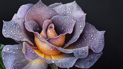 Close-Up of Purple Rose with Water Droplets on Petals