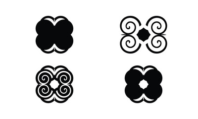 Twirl Flower & Heart Vector Design Set | Illustrator Floral Ornament Bundle