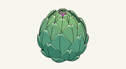 Fototapeta premium Stylized Green Artichoke Illustration on White Background