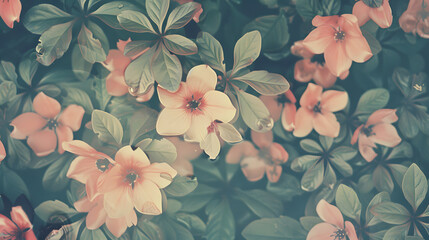 A flowery pattern with pink and blue flowers