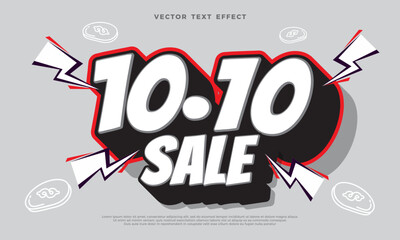 Editable 3D festive discount text effect vector. October 10th promotional graphic design with cartoon style and abstract background