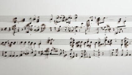 Fototapeta premium Musical notes dance across aged manuscript paper, creating an abstract symphony of artistic expression and timeless creativity.