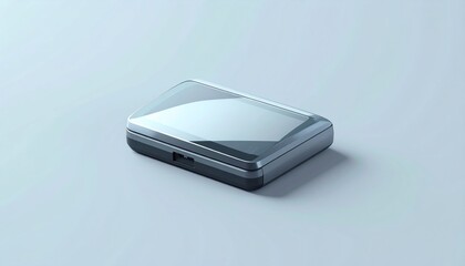 Sleek Portable Scanner Isolated On Light Grey Background With Soft Shadow