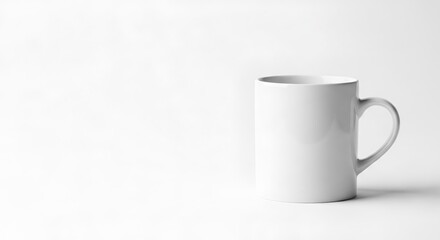 Fototapeta premium White ceramic mug isolated on a clean surface capturing minimalistic design and daily coffee moments