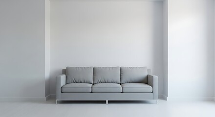 Minimalist Interior with Grey Sofa and White Walls Creating a Serene Atmosphere