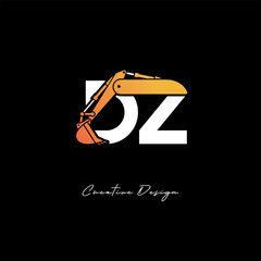 HZ Excavator Arm Construction Logo - Bold Industrial Letter mark Design for Heavy Equipment, Contractor Branding & Modern Engineering Identity