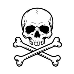 Skull Side face off front with Crossbones, Warning Symbol