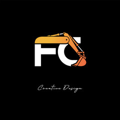 FC Excavator Arm Construction Logo - Bold Industrial Letter mark Design for Heavy Equipment, Contractor Branding & Modern Engineering Identity