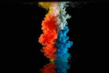 Colorful smoke textures float on black, studio lighting. Ideal for backdrops, digital art, branding, presentations.