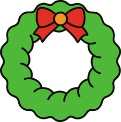 Obraz premium Christmas wreath with red bow and orange center isolated on transparent background