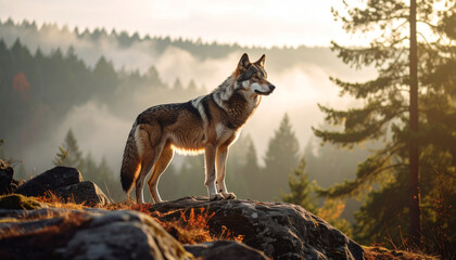Wolf in Mountain Forest