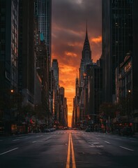 Fototapeta premium Pixelated City Street at Sunset
