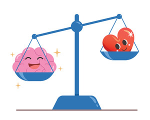 Balance of life, Heart and Brain Connection, Balance of Emotions concept.

