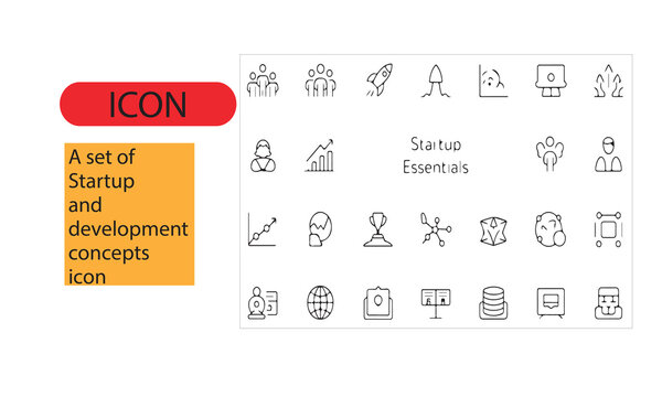 A set of startup and development related icon