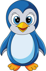 Obraz premium Cute Cartoon Penguin Character with Big Eyes – Winter Animal Vector