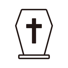 Obraz premium 十字架が刻まれたお墓のイラスト（線）