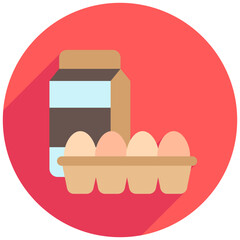 Dairy Products rounded flat color, mini illustration icon. use for modern concept, print, UI, UX kit, web and app development. Vector related to commerce, retail, marketing and shopping.