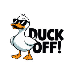 A cool cartoon duck wearing sunglasses, playfully saying 