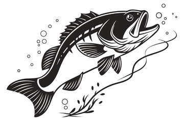 Bass fish man sihouette black vector