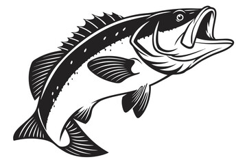 Bass fish man sihouette black vector