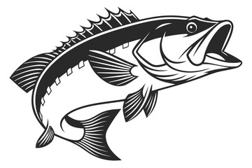 Bass fish man sihouette black vector