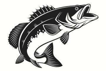 Fototapeta premium Bass fish man sihouette black vector