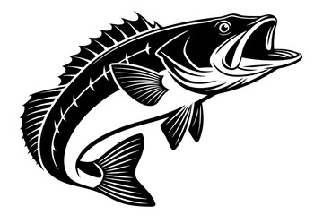 Bass fish man sihouette black vector