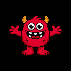 A cheerful, red, furry monster with horns welcomes you with open arms. © Arrhman