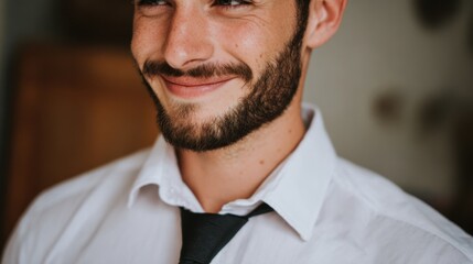 Portrait of a man with a beard, emphasizing a bright and cinematic business atmosphere - Authenticity
