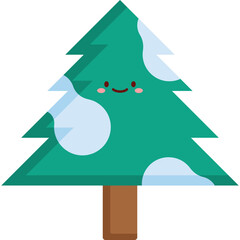 Flat Design Winter Pine Tree