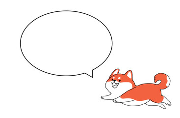 セリフ入り素材・走る柴犬の吹き出しイラスト