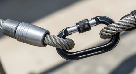 Carabiner connecting steel cable for secure attachment