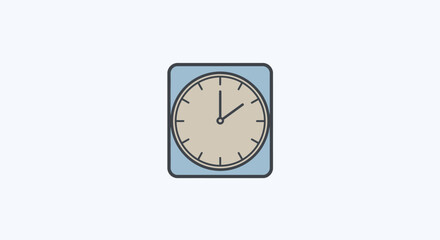 Minimalist Vector Clock Icon in Modern Style with Blue and Beige Colors