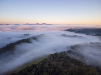 Fog over the mountains and the altantic forest of Espirito Santo, Brasil.