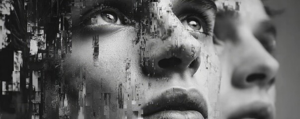 No rhythm with silent burnout concept. A surreal portrait reflecting deep thoughts and emotions.