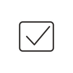 A line art icon of a checkmark inside a square or box, often used in checklists or forms to indicate selection or completion.