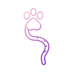 Unique Gradient Paw Print with Tail Illustration on Black Background
