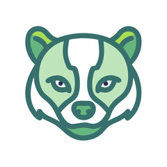 Cute Honey Badger Face with Black Background - Animal Icon Illustration