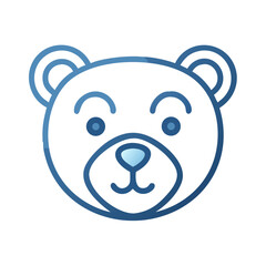 Cute Blue Bear Head Isolated on Black Background, Cartoon Bear Design