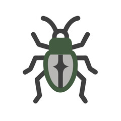 Minimalist Green Beetle Illustration on Black Background