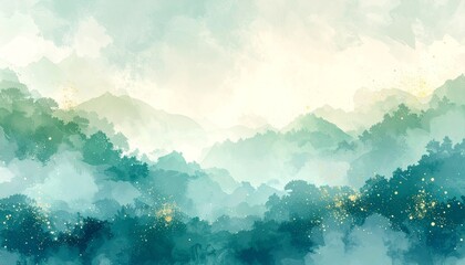 霞と光が舞う幻想的な和柄背景
