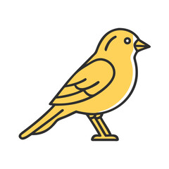 Yellow Canary Bird Icon, Cute Animal Graphic Design Element