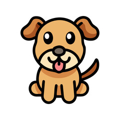 Cute Cartoon Puppy Dog Vector Illustration Isolated on Black Background