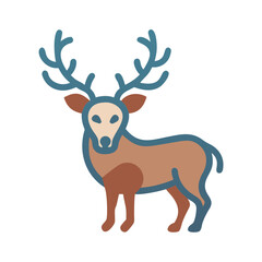 Elegant Deer Illustration with Antlers on Black Background for Wildlife Designs