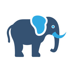 Stylized Blue Elephant Illustration: Cartoon, Flat Design, Isolated on Black