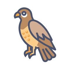 Illustration of a Brown Hawk Sitting on a Black Background