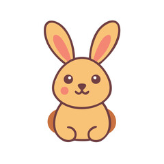 Cute Cartoon Rabbit Illustration on Black Background for Children and Easter