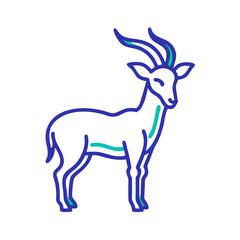 Neon Gazelle Illustration on Black Background: Wildlife Animal Art