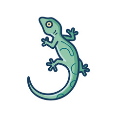 Stylized Cartoon Gecko Illustration on Black Background, Vector Graphic