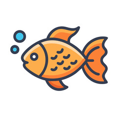 Cute Goldfish Illustration with Bubbles on Black Background for Design Needs